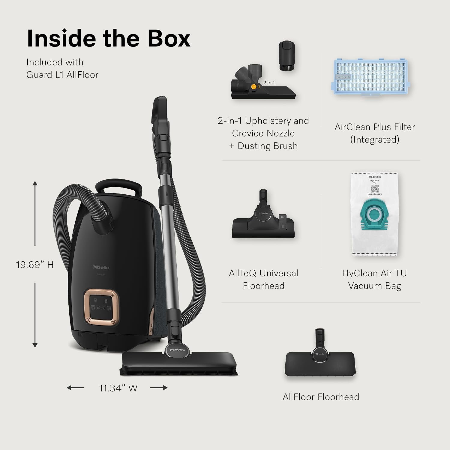 Miele Guard L1 AllFloor Canister Vacuum - AirClean Plus - Obsidian Black/Rose Gold