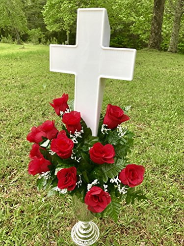 Solar Lighted Cross Memorial Light For Grave Or Garden By Solar Lighted Cross Memorial Light