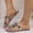 Silver, variant on Women's Metallic Chain Accent Flat Slide Sandals Open Toe Casual Summer Dressy Flip Flops for Women Wide Width with Luxe Buckle Detail