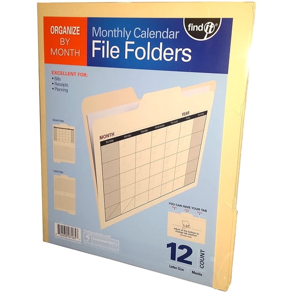 Find It File Folders, Multicolor, 12 Pack