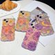 thumbnail image 4 of Funda para iPhone 13 para mujer, con marco ondulado rizado, diseño de flores con pintura al óleo retro colorida y rayo láser brillante, compatible con iPhone 13 (morado), 4 of 7