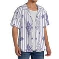 thumbnail image 4 of KLL Bouquet and Lavender Flowers Print Men's Shirt Short Sleeve Button Down Summer Cuba Beach Shirts- Large, 4 of 7
