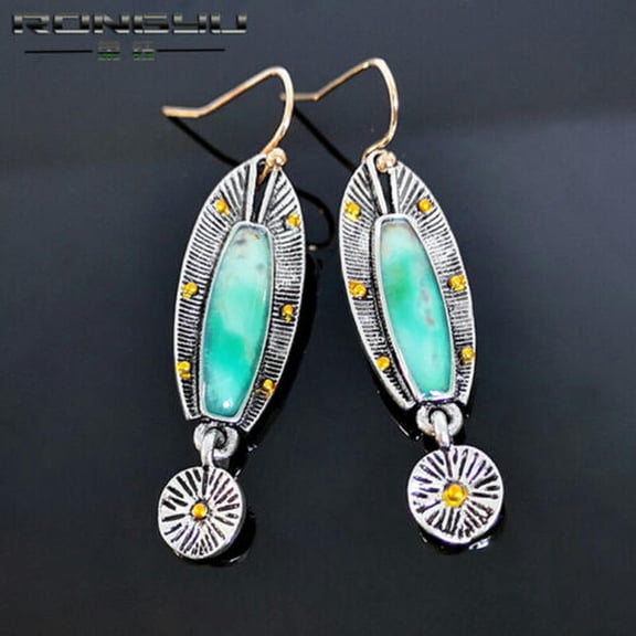 QQTDFG Fashion 925 Silver Turquoise Earrings Ear Hook Women Wedding Drop Dangle Jewelry-Style_2