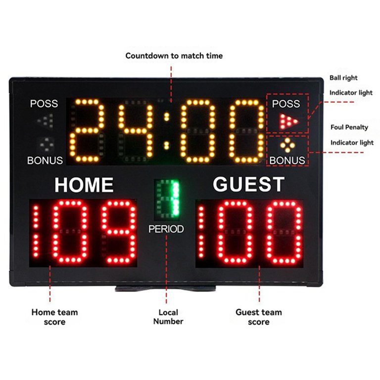 Scorekeeper Table Electronic Basketball Scoreboard With Remote - Portable Digital Score ...
