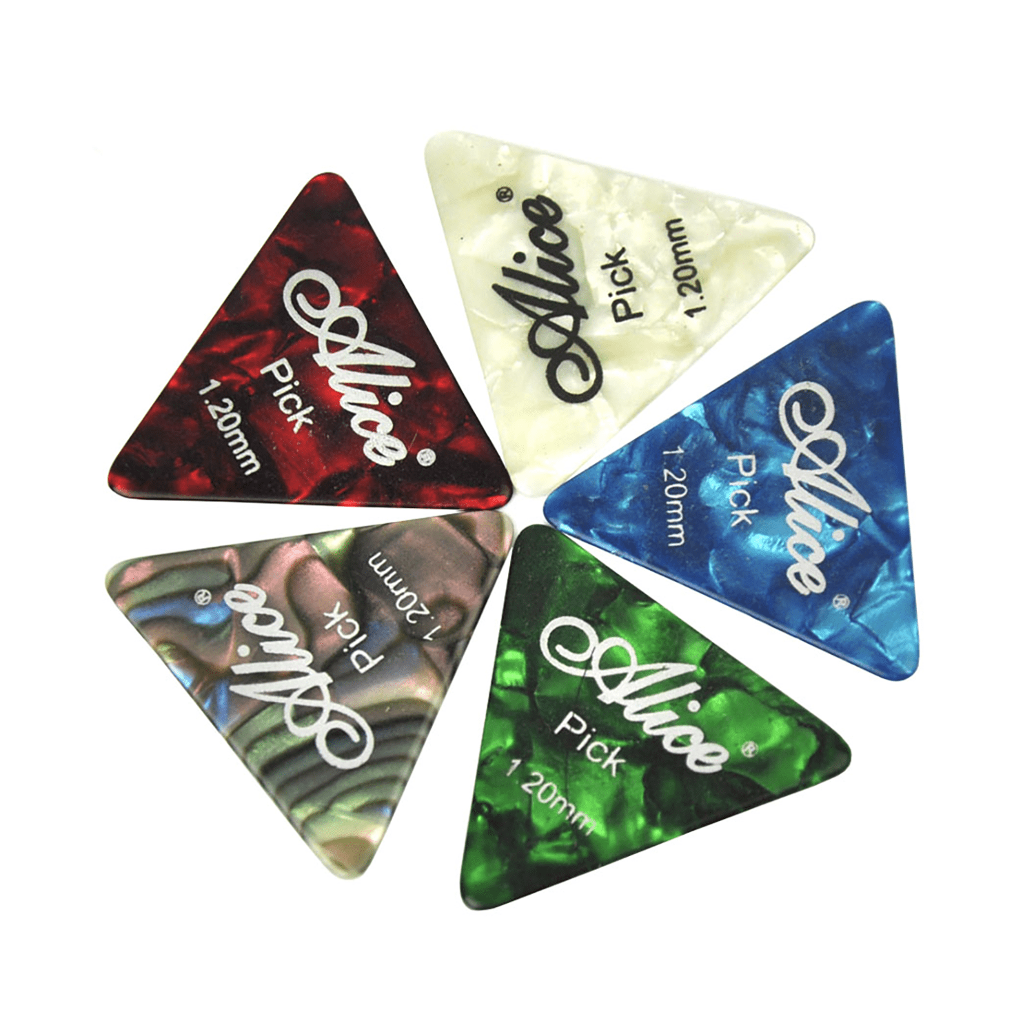 100Pcs Alice 355 Shape Triangle Guitar Picks Celluloid Plectrums 6 Gauges Mixed