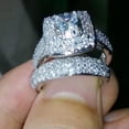 thumbnail image 4 of 2Pcs/Set 925 Silver Ring Women Luxury Cubic Zircon Wedding Ring Sz 6-10, 4 of 8