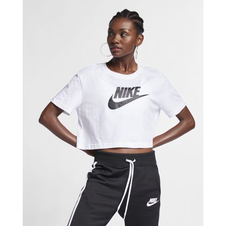 Nike Sportswear Essential Women's Cropped Logo T-Shirt, White, XS
