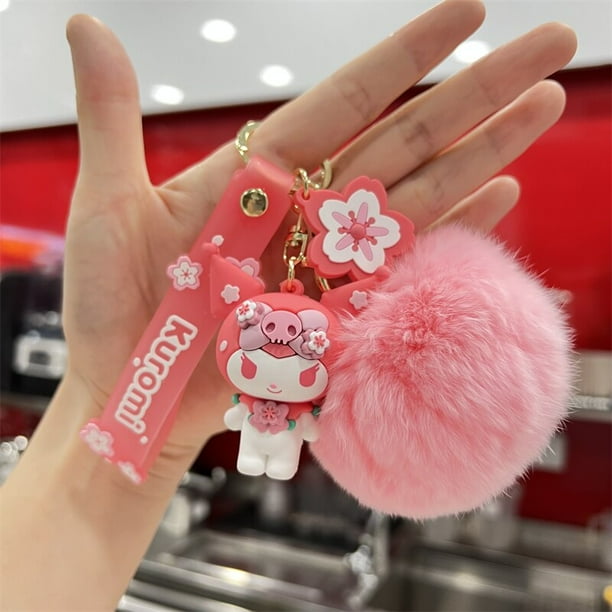 Kawaii Sanrio Hello Kitty llavero lindo dibujos animados Kuromi My Melody Cinnamoroll llaveros de felpa bolsas colgante llavero joyería regalos xuanjing unisex
