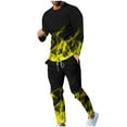 thumbnail image 2 of Wavsuf Sweatsuits 2pcs Sets Mens Jogger Set Long Tight Shirt Sweatshirt and Sweatpants Yellow Size XL, 2 of 7