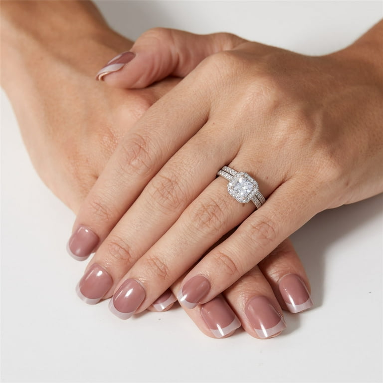 MABELLA Carat TCW Princess Cut CZ 925 Sterling Silver Wedding