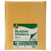 Duck Self-Seal Kraft Bubble Mailer #2, 8.5" x 11", Solid Print, 2 Pack