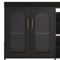 thumbnail image 2 of QinaQin Buffet Moderne avec Rangement à Porte en Verre, Tablettes et Tiroirs Réglables, Blanc, 2 of 8