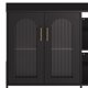 thumbnail image 3 of QinaQin Aparador moderno blanco con puertas de vidrio, cajones, jaladeras metálicas y repisas ajustables, ideal para sala, cocina o comedor, 3 of 8