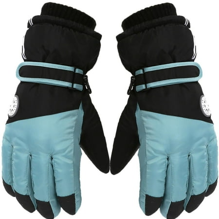 

YWDJ Snow Gloves Kids Toddler Girls Toddler Girls Boys Snow Gloves Kids Ski Winter Gloves Waterproof Windproof Children Warm Gloves Cotton Blue 11-16T