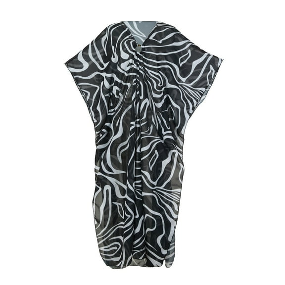 Lroveb Swimsuit Coverup for Women Chiffon Striped Print V Neck Multicolor Beach Cardigan Smooth Blowing Beachwear