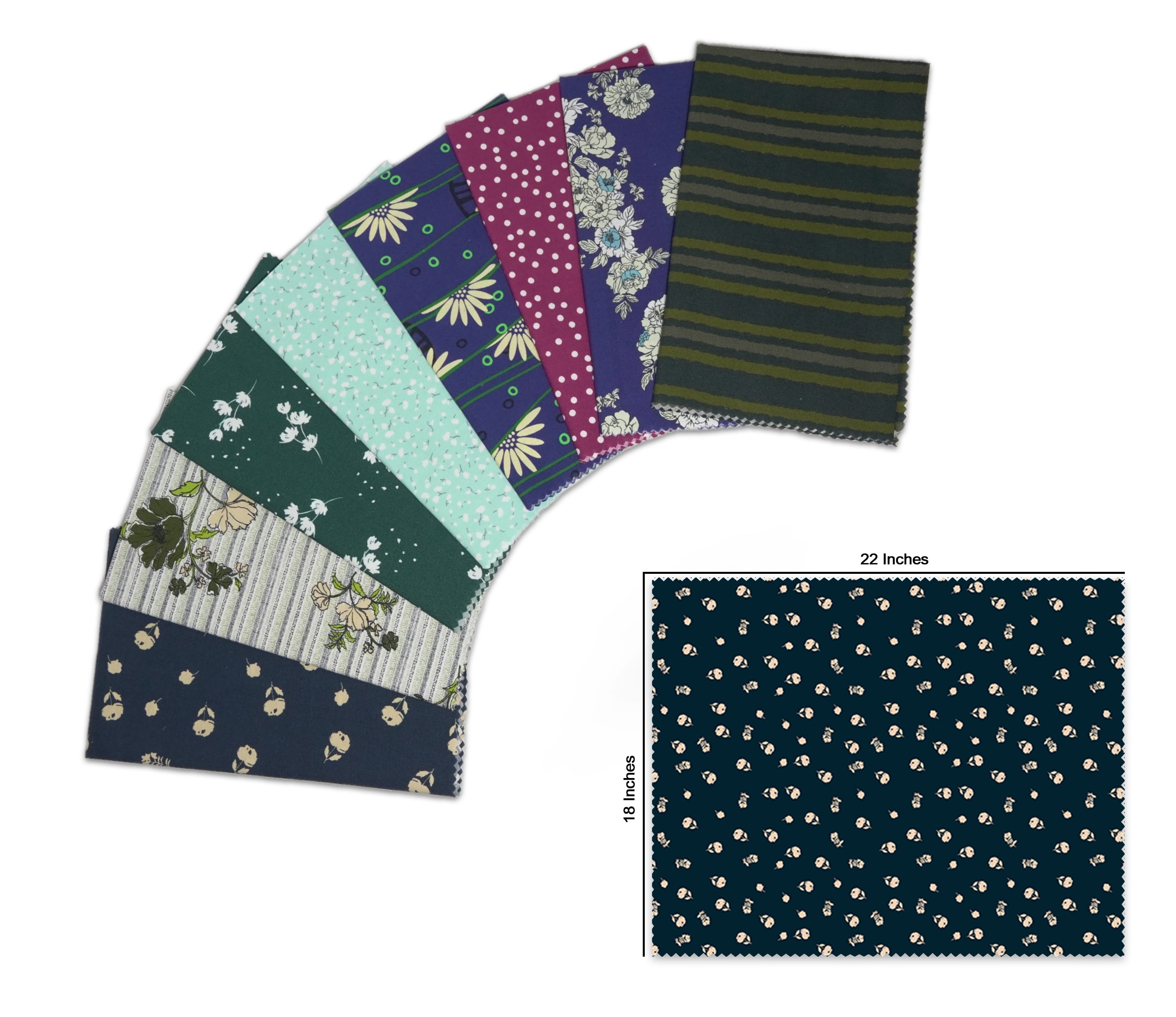 Soimoi 8 Pc Fat Quarter Bundle- Florals Print 18"x 22" DIY Patchwork- 100% Cotton Pre-Cut Quilting Fabric Multicolor
