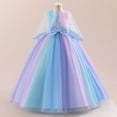 thumbnail image 2 of TAIAOJING Toddler Girls Gradient Rainbow Tutu Princess Dress With Bow Detail Long Sleeve Party Gown For Birthday & Dance Recital Cozy 5-6Y, 2 of 7
