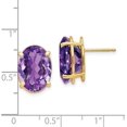 thumbnail image 4 of 14k Yellow Gold 14x10mm Oval Amethyst Earrings - 15mm, 4 of 5