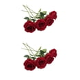 thumbnail image 3 of Flores de seda Ounissouiy 10pcs Vino rojo color 2Conjunto Tela de terciopelo, 3 of 6