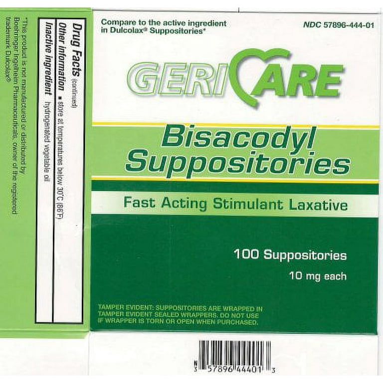 Laxative Suppository Geri-Care® Bisacodyl USP 12 per Box 10 mg Strength