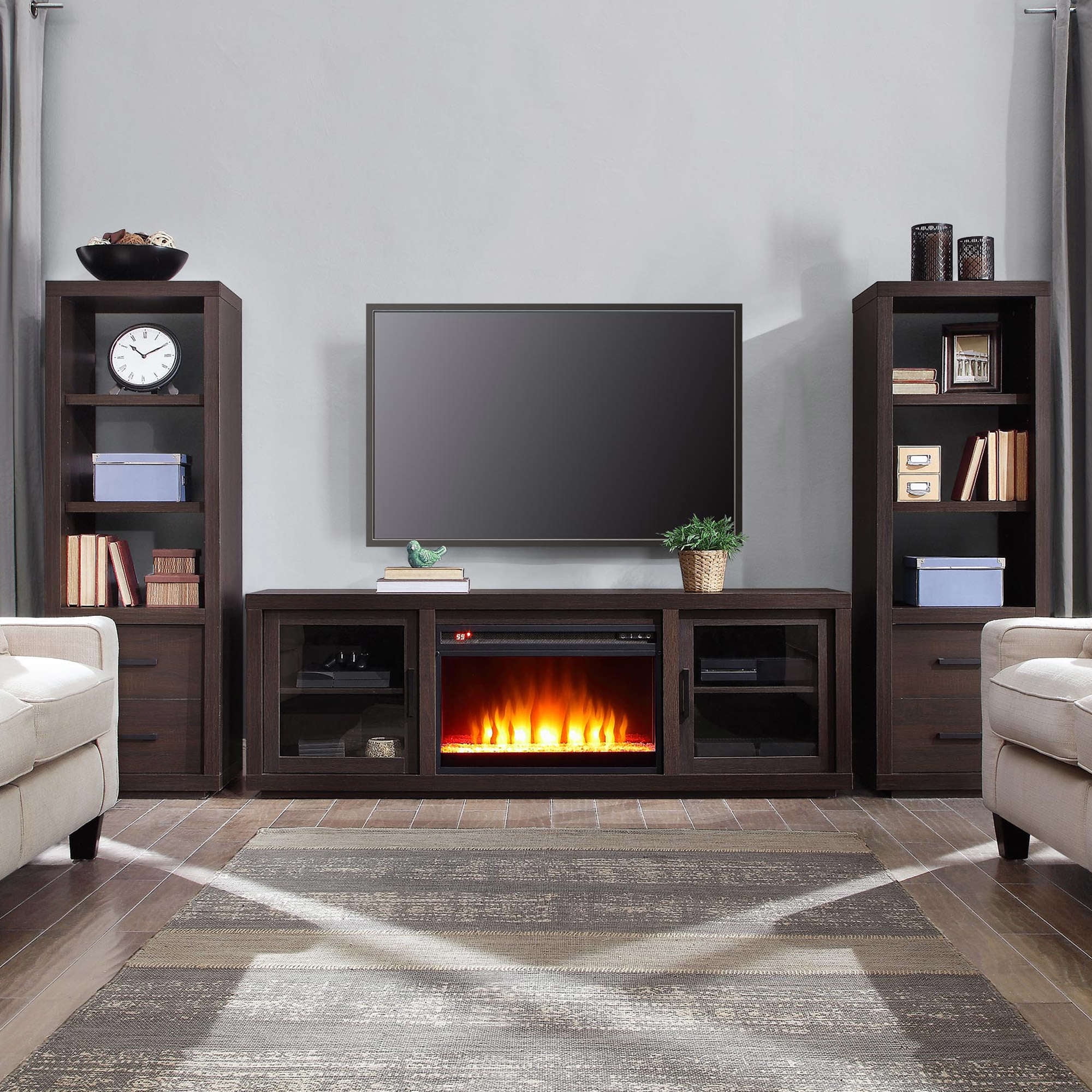 Better Homes Gardens Steele Media Fireplace Console Television Better Homes Gardens Steele Media Fireplace Console Television Stand For Tvs Up To 80 Espresso Finish Com