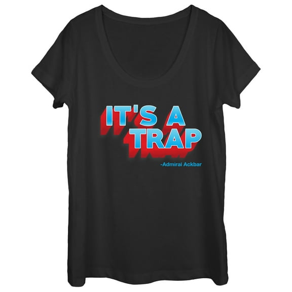 Women's Star Wars It's a Trap Ackbar Quote  Scoop Neck Black 2X Large