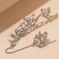 thumbnail image 3 of Opvise Chain Link Ring Anti-allergy Anti-oxidation Jewelry Full Rhinestone Retro Flower Link Ring for Gift, 3 of 8