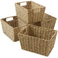 thumbnail image 7 of Casafield Set of 4 Seagrass Storage Baskets with Handles - Natural, 12" x 9" x 6" Rectangular Storage Shelf Bins, Blankets, Laundry, 7 of 7