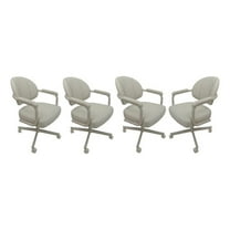 4 - Swivel Metal Dining Caster Chair M-70 - Ocean Beige Vinyl on Beige Chairs