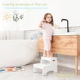 thumbnail image 2 of Wood Step Stool For Bathroom Sink  White Toilet Potty Small Girl Boy 2 Stepping With Handle Kitchen Counter Bedroom Closet, 2 of 6