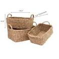 thumbnail image 3 of 3Pc Rect. Seagrass Basket With Braided Handles Natural, 3 of 3