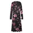thumbnail image 5 of Cavosen Wrap Dresses for Women Long Sleeve Black Maxi Dress High Waist V-Neck Calf Length Long Dress Floral Print Casual Trendy Dress Party Vacation Fall Winter Clothes S, 5 of 5