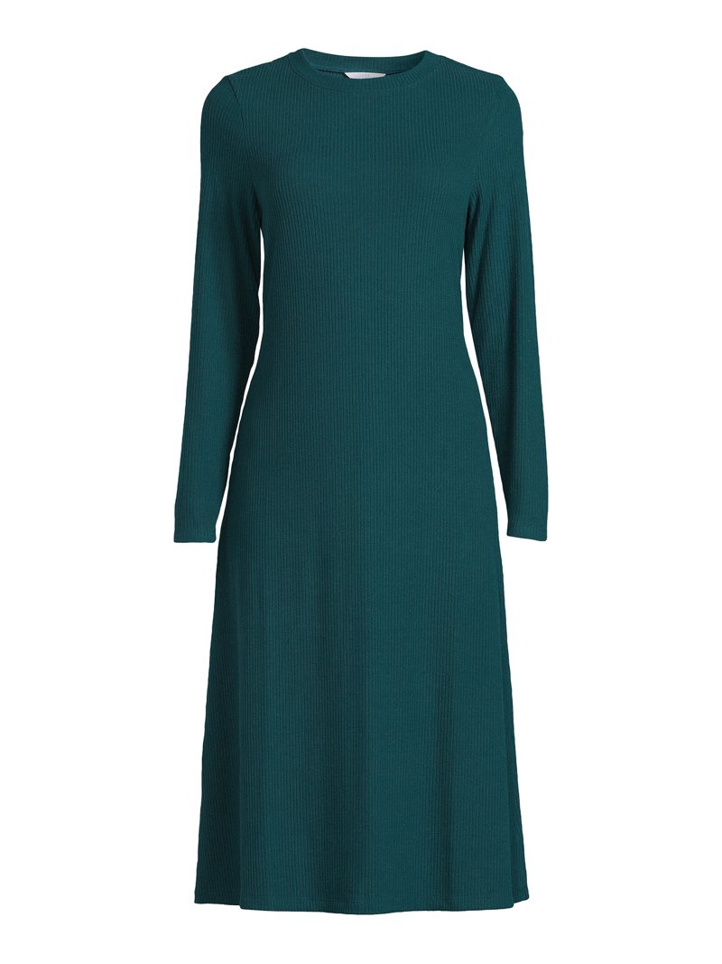 green emerald velvet dress The Rib-Knit Cap-Sleeve Midi Dress