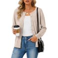 thumbnail image 5 of Yigetop Women's Soft V Neck Button down Knit Cardigan Long Sleeve Lightweight Sweater Loose Fit Comfy Soft Casual Daily Wear Versatile Layering Tops Beige A, 5 of 5