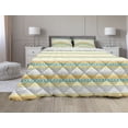 thumbnail image 1 of Pastel Comforter & Sham Bedding Set, Hand Drawing Sketch of Motifs in Grunge Pattern Tribal Themed Pattern, 3 pcs Duvet Set Microfiber Filling Quilt, 5 Sizes, Teal Orange Pale Yellow, by Ambesonne, 1 of 4