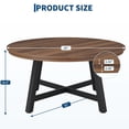thumbnail image 3 of Mesa de centro redonda industrial – Superficie efecto madera, patas metálicas gruesas, pies ajustables – Estable y fácil montaje – Ideal para salón u oficina – 91 cm – Color marrón, 3 of 6