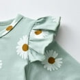 thumbnail image 3 of Toddler Baby Girl Clothes Ruffle Long Daisy Printed Tops with Floral Pants and Headband Set Green 3-6 Months, 3 of 6