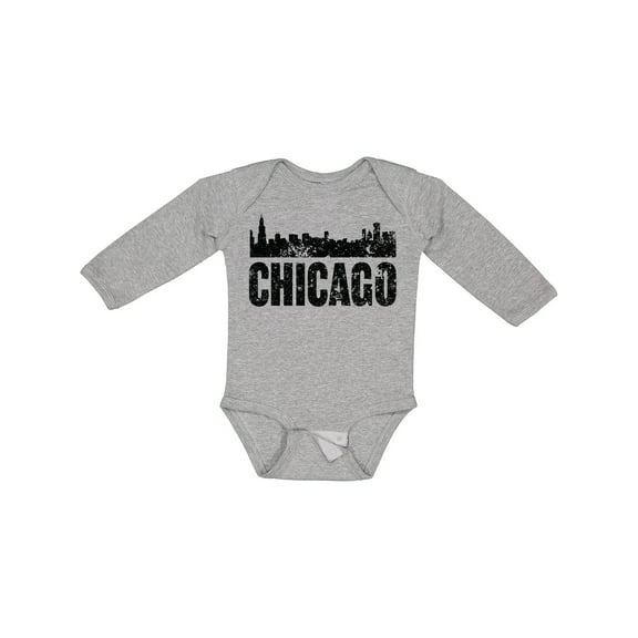 Inktastic Chicago Skyline Grunge Boys or Girls Long Sleeve Baby Bodysuit
