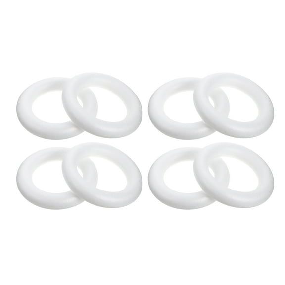 MLINS White Foam Wreath Rings for Crafts and Decoration Round Shape Lightweight for Kids 8 Pieces