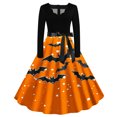 thumbnail image 1 of Ladies Casual Long Sleeved V-Neck Printed Fashionable Strap Dress, 1 of 3
