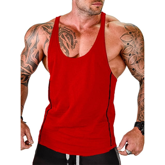 FAROOT Men's Workout Tank Tops Contrast Color Muscle Shirt Training Bodybuilding Fitness Gym Tops