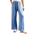 thumbnail image 5 of Women's cotton and linen leggings, high-waisted, casual, loose-fitting, straight-leg with pockets., 5 of 9