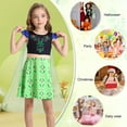 thumbnail image 3 of Benylion Princess Anna Dress With Cape Girls Birthday Party Cosplay Costume Toddler Ruffle Sleeve Fancy Outfit for 9-10 Years, 3 of 6