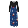 thumbnail image 4 of Robes pour Femmes 2022 Noël Col Rond Manches Longues Patchwork Imprimé Robe Longue Ligne A Robe d'Automne pour Dames, 4 of 6