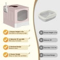 thumbnail image 6 of Extra Large Foldable Cat Litter Box with Litter Scoop, Front Entry Top Exit Cat Litter Pan with Lid, Enclosed Anti-Splashing Kitty Litter Box, Drawer Type Cat Litter Easy Cleaning and Scoop, Pink, 6 of 8