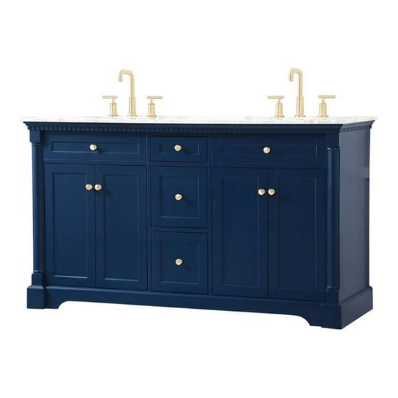 60 inch double bathroom vanity in Blue