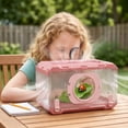thumbnail image 6 of MORVLIX Dwarf Hamster Cage, No Assembly Full Transparent, Small Desktop/Breeding/Nursery Cage, 9.84x6.3x5.51 in, Fits Small Space/Kid’s Room, for Dwarf & Baby Hamsters Pink, 6 of 6