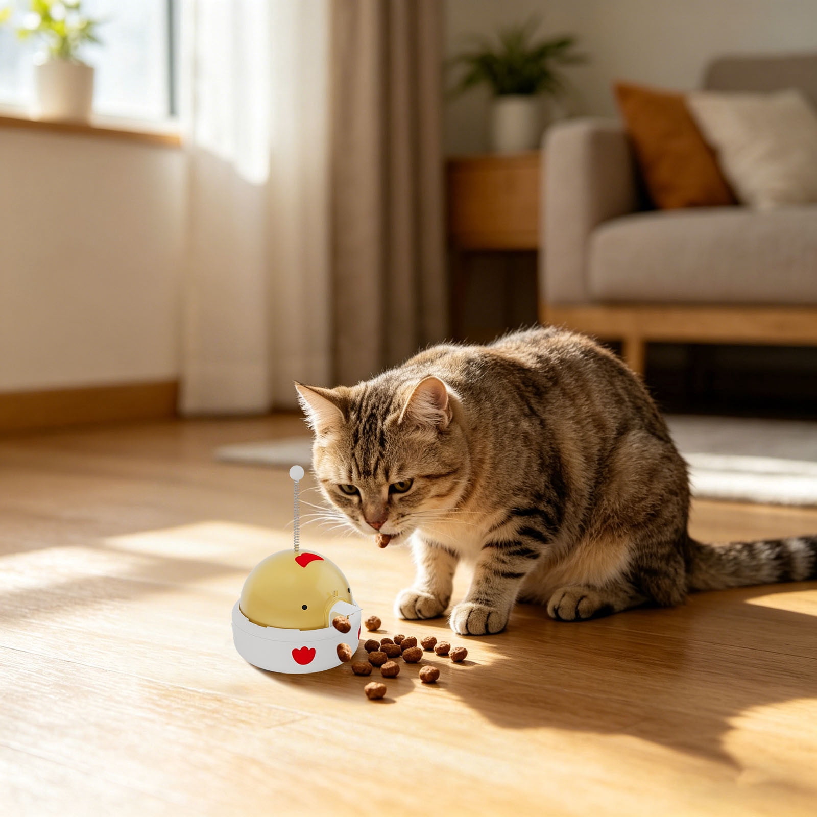 Cat Puzzle Treat Dispenser Electric Intelligent Interactive Feeder Toy for Indoor Cat Enrichment Training Kitten Feeding Play B
