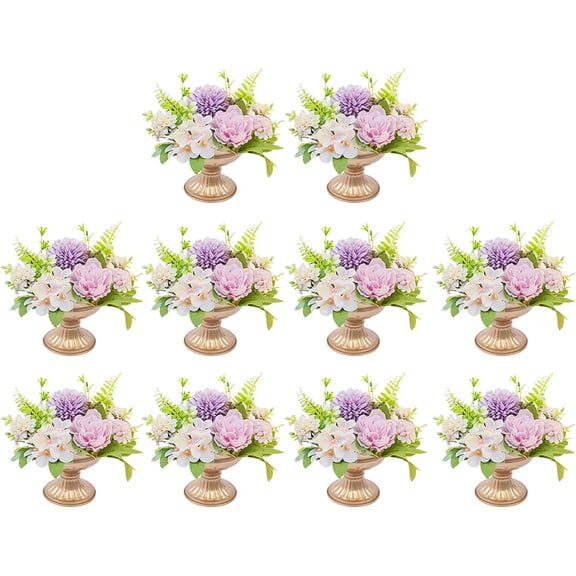 10 Pcs Metal Flower Stand Gold Vase Centerpieces for Table Decoration, Wedding Party Tabletop Decorative , 6"Artificial Flower Arrangements for Anniversary Ceremony Party Birthday Event Aisle