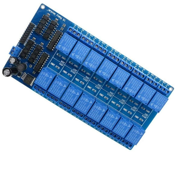 ACEIRMC Module d'Interface Relais 12V 16 Canaux Optocoupleur LED LM2576 Alimentation pour Kit Arduino DIY PiC ARM AVR